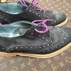 Giorgio Brutini Black and Purple Suede Brogues